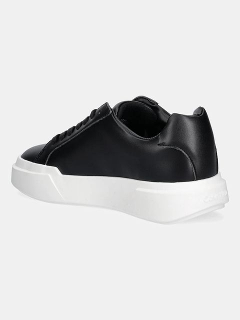 Calvin Klein sneakersy skórzane CHUNKY CUPSOLE LACEUP LTH damskie kolor czarny YW0YW01947