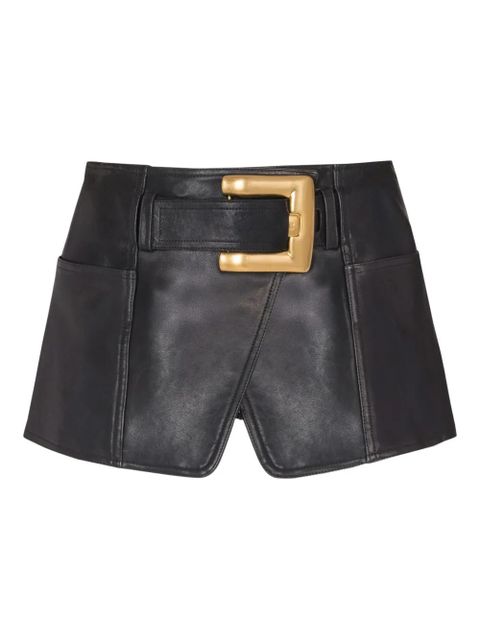 Balmain belted leather mini skirt - Black - zdjęcie produktu nr 1