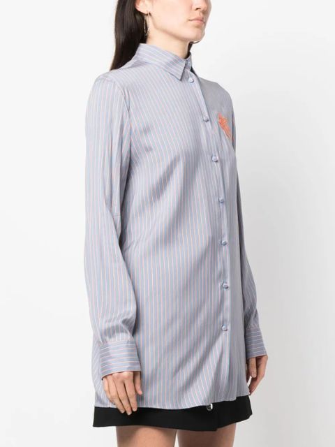 ETRO logo-embroidered silk shirt - Blue