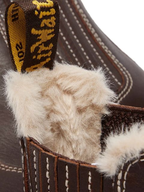 Dr. Martens sztyblety skórzane 2976 Leonore II damskie kolor brązowy na platformie lekko ocieplone DM41418200