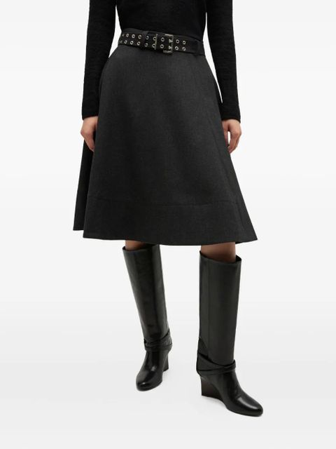 GANNI A-line belted midi skirt - Grey - zdjęcie produktu nr 1
