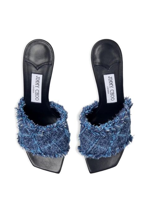 Jimmy Choo Alexia 70 frayed sandals - Blue