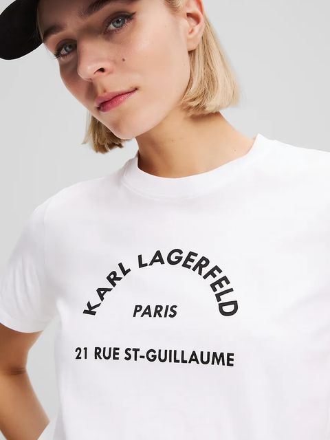 Karl Lagerfeld t-shirt bawełniany damski kolor biały A3W17105