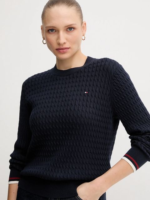 Tommy Hilfiger sweter bawełniany kolor granatowy lekki WW0WW44993 - zdjęcie produktu nr 2
