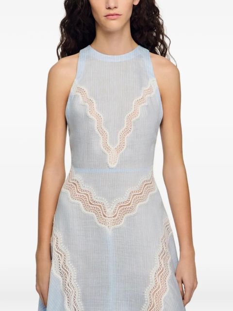 SANDRO lace striped maxi dress - Blue