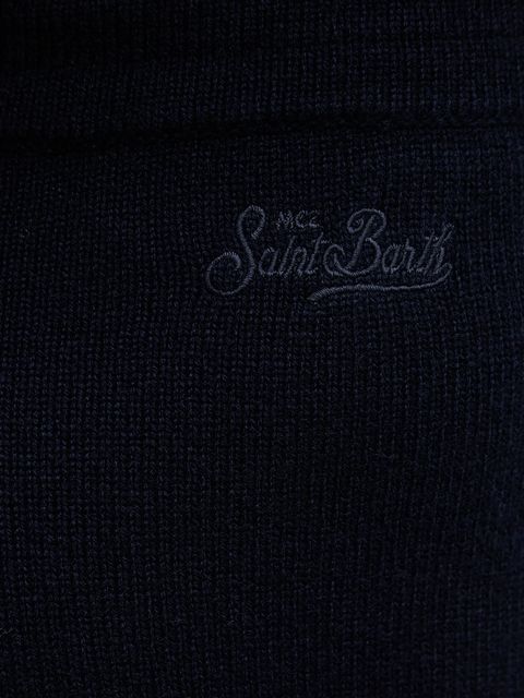 MC2 Saint Barth spodnie dresowe wełniane damskie kolor granatowy gładkie CBN0002