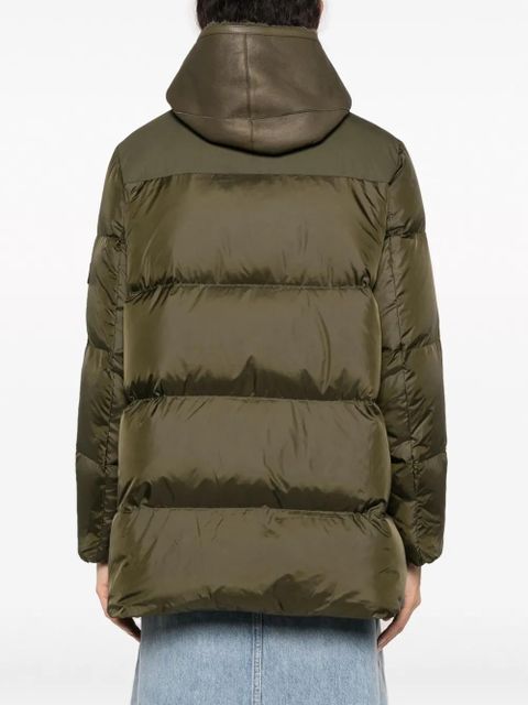 Yves Salomon shearling-hood down jacket - Green