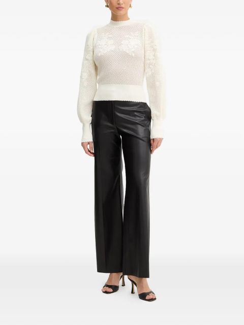 TWINSET floral-embroidered open-knit sweater - Neutrals - zdjęcie produktu nr 2