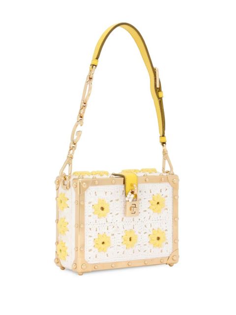 Dolce & Gabbana Dolce Box crochet-panel clutch bag - Gold