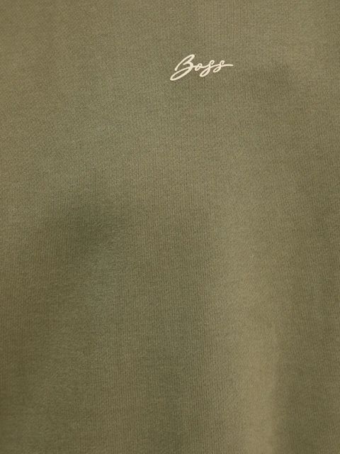 BOSS Orange bluza bawełniana damska kolor zielony gładka 50534821