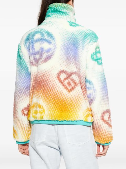 Casablanca monogram-pattern zip-up jacket - White