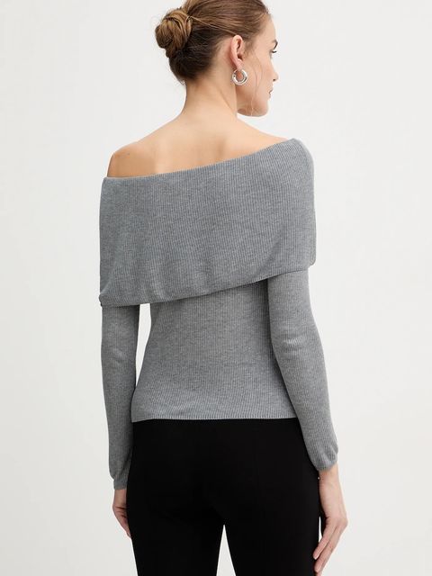 Guess longsleeve MELANIE kolor szary dekolt hiszpański W5BR48 Z0612