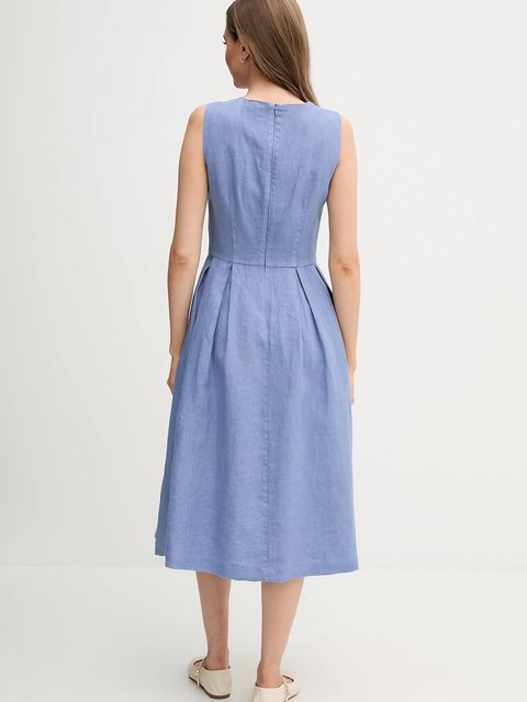 OUI sukienka lniana kolor niebieski mini rozkloszowana 92851 - zdjęcie produktu nr 2