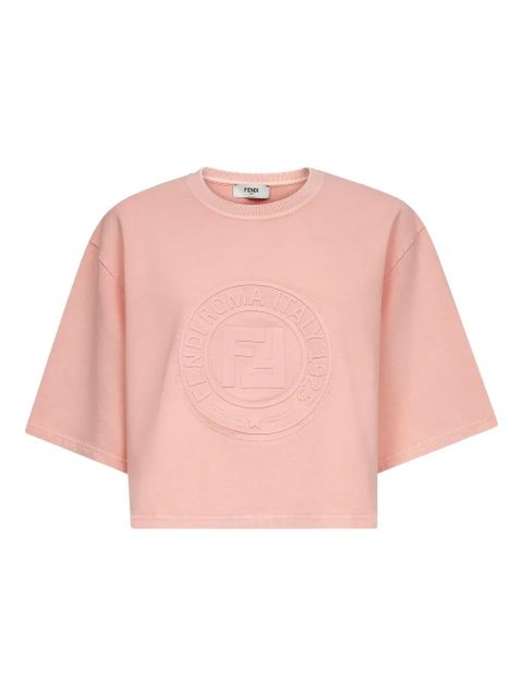 FENDI embossed-logo cotton top - Pink - zdjęcie produktu nr 1