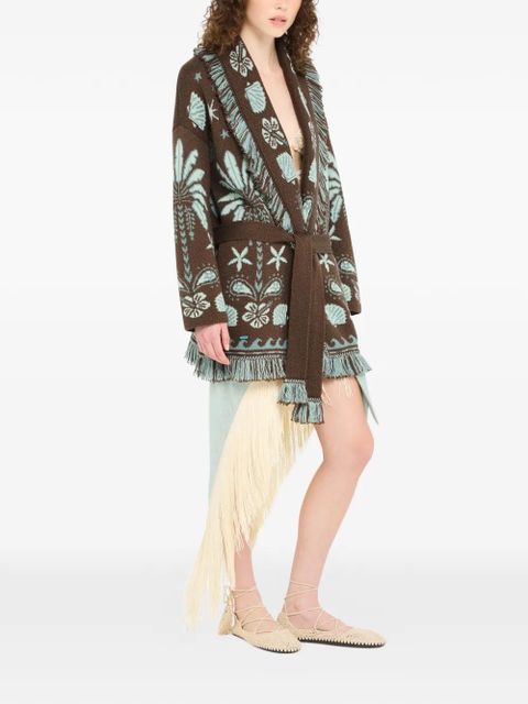Alanui Echoes of the Island fringed cardi-coat - Brown