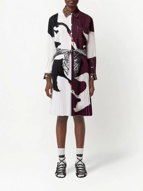 Burberry swan print monogram collar shirt - Brown