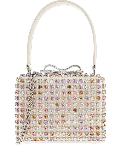 Self-Portrait crystal-embellished bow tote bag - White - zdjęcie produktu nr 1