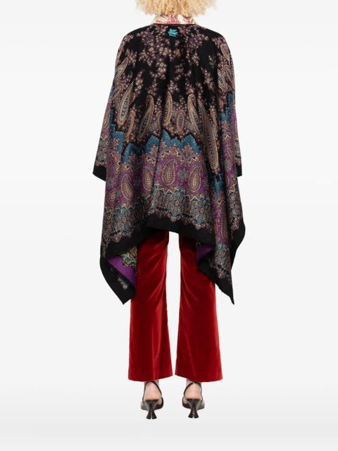 ETRO paisley-print tasselled poncho - Black