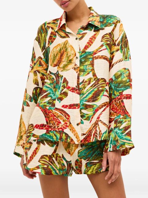 Marie Oliver tropical-print beach shirt - Green