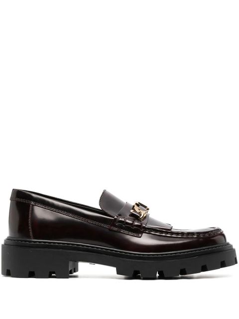 Tod's fringe-detail leather loafers - Red - zdjęcie produktu nr 1
