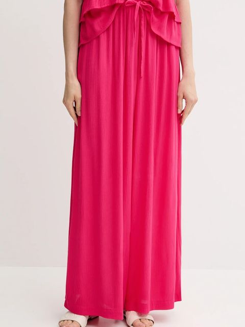 United Colors of Benetton spodnie damskie kolor różowy szerokie high waist 4VW95F00C - zdjęcie produktu nr 1