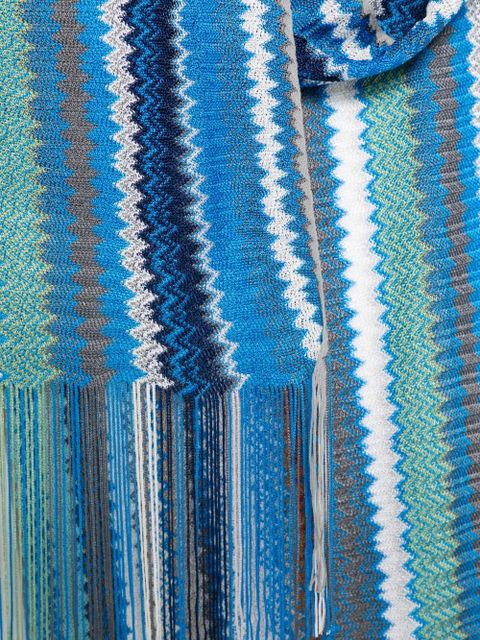 Missoni zigzag fringed scarf - Blue