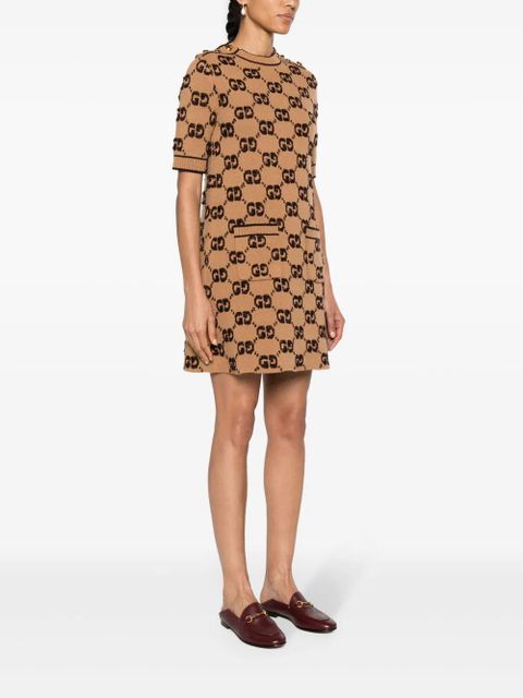 Gucci GG jacquard wool dress - Brown