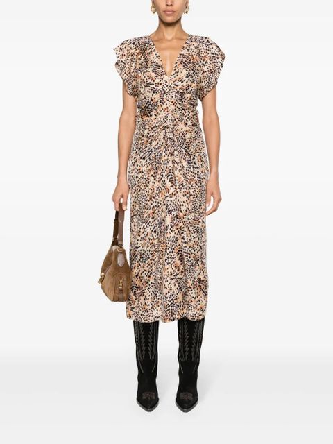 ISABEL MARANT Lyndsay graphic-print midi dress - Neutrals - zdjęcie produktu nr 2