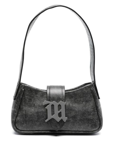 MISBHV cracked-effect leather shoulder bag - Grey
