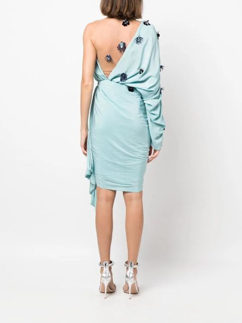 Lanvin sequin-embellished one-shoulder midi dress - Green
