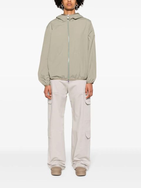 Moncler logo-patch hooded windbreaker jacket - Green