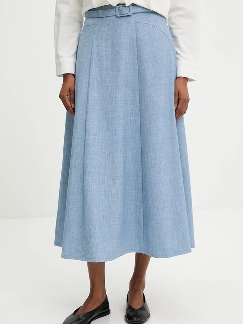 Answear.LAB spódnica kolor niebieski midi rozkloszowana - zdjęcie produktu nr 1