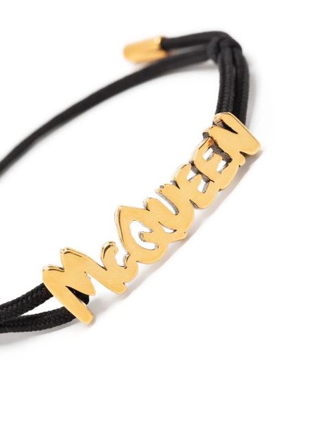 Alexander McQueen logo lettering adjustable bracelet - Black
