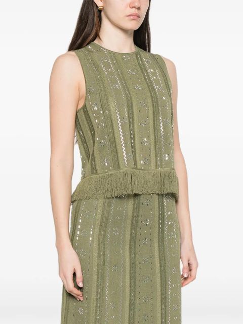 Maje fringed floral top - Green