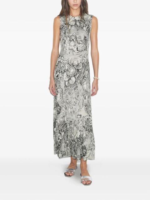 Tory Burch sleeveless print maxi day dress - Grey