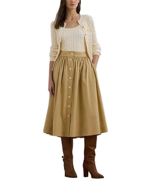 Lauren Ralph Lauren button-front gathered skirt - Neutrals