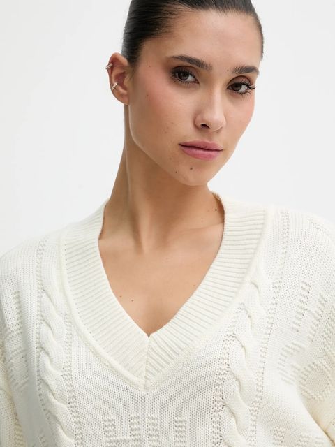 HUGO sweter z dodatkiem wełny damski kolor beżowy 50554075