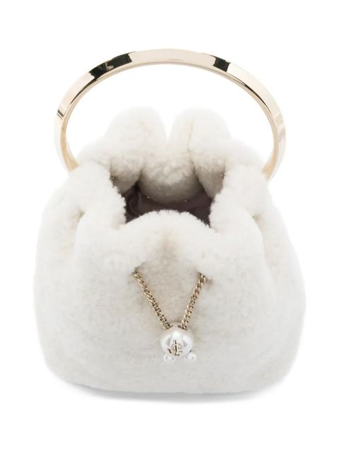 Jimmy Choo Bon Bon pearl-embellished ring-handle mini bag - White
