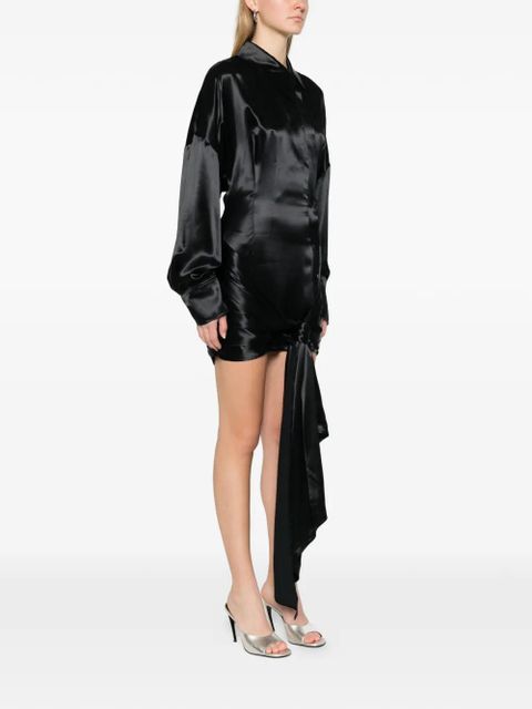 The Attico knot long-sleeve mini dress - Black