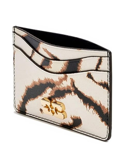 GANNI Bou zebra-print card holder - Neutrals