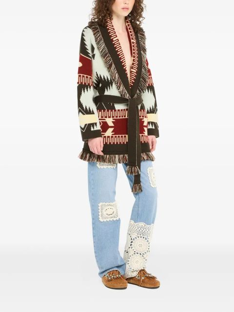 Alanui Icon jacquard fringed cardigan - Blue