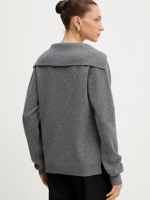 BOSS sweter wełniany kolor szary z golfem 50547882