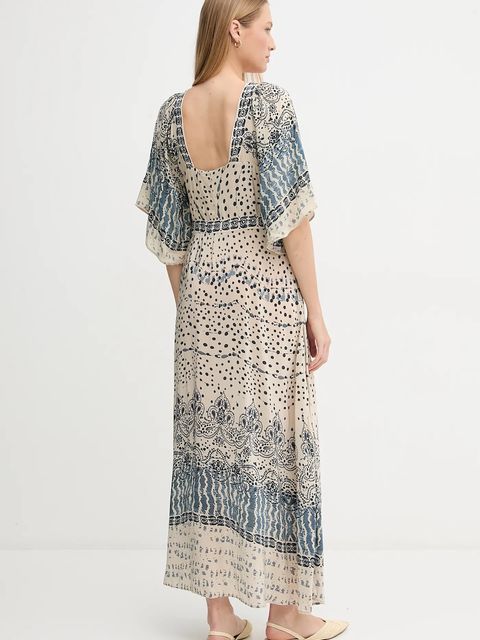 Hoss Intropia sukienka kolor beżowy maxi rozkloszowana 8229096