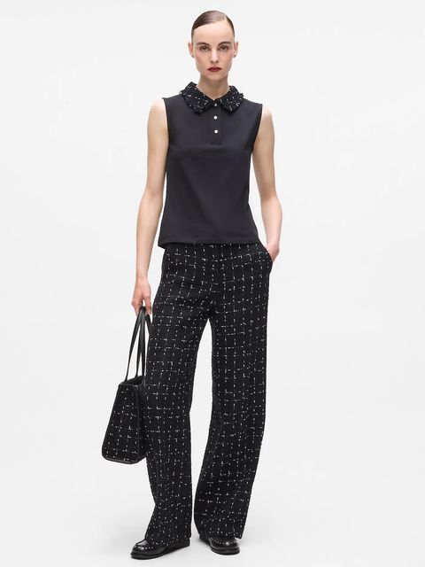 Karl Lagerfeld spodnie damskie kolor czarny proste high waist A4W10109