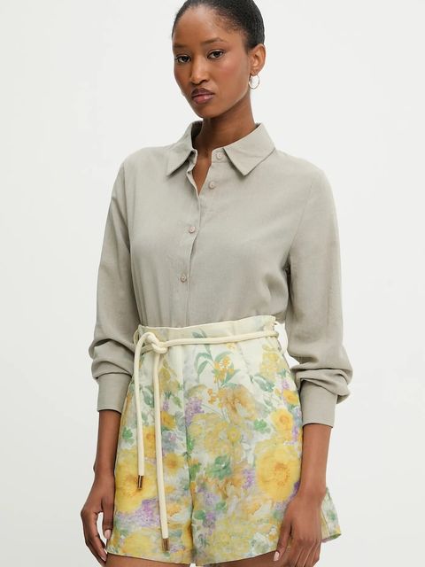 Answear.LAB koszula lniana damska kolor beżowy regular z kołnierzykiem klasycznym - zdjęcie produktu nr 1