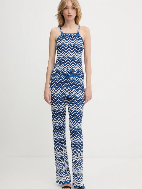 Morgan spodnie damskie kolor niebieski proste high waist PALMY