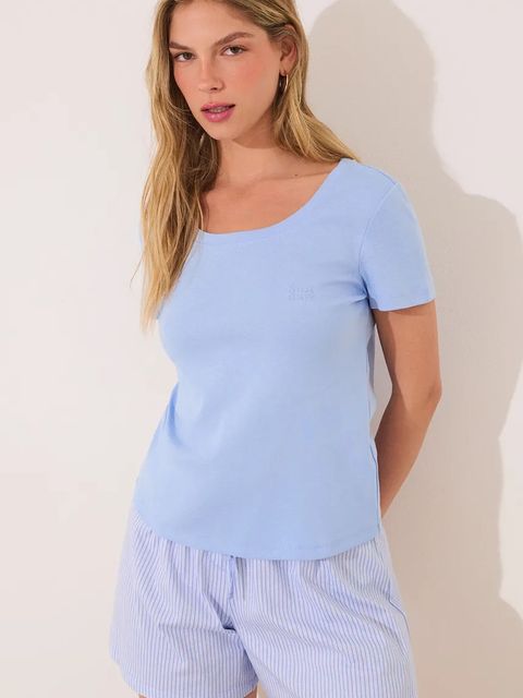 women'secret piżama bawełniana damska kolor niebieski bawełniana 3599220 - zdjęcie produktu nr 1