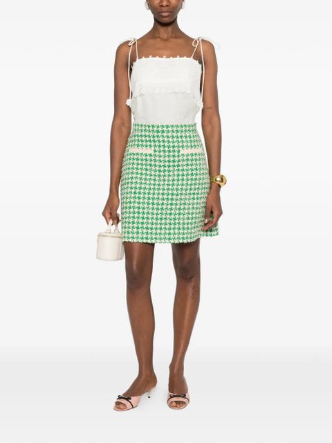 Valentino Garavani houndstooth mini skirt - Green - zdjęcie produktu nr 2