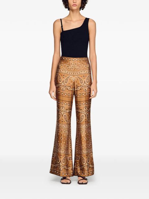 SANDRO Bandana-print floaty pants - Brown