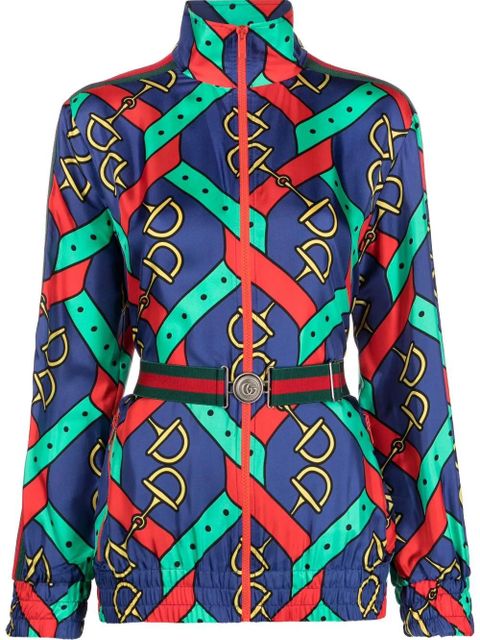 Gucci Horsebit strap-print silk jacket - Blue - zdjęcie produktu nr 1